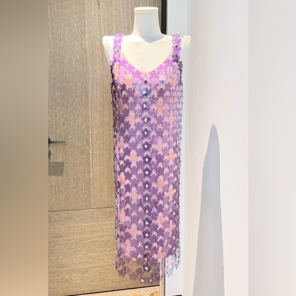 Paco Rabanne Mini Dress with Flower Sequins - Picture 2 of 16